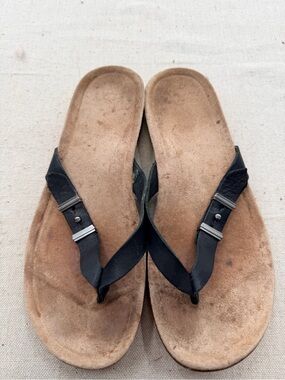 UGG Black Strap Sandal with Tan Sole